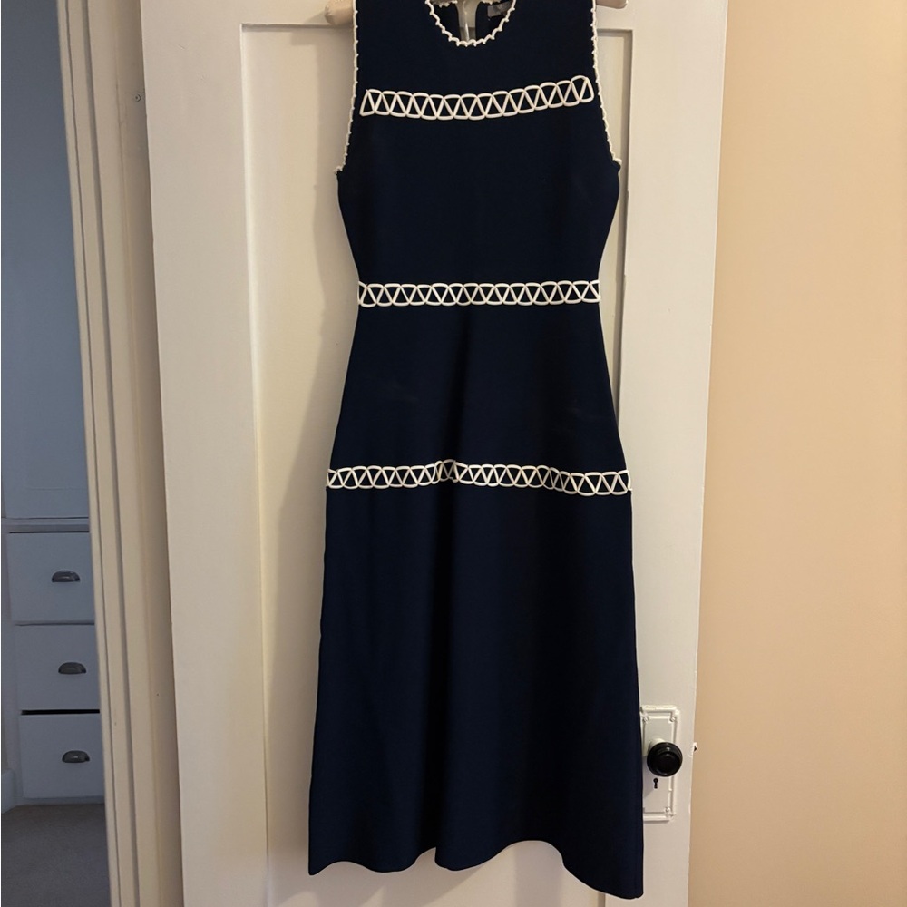 Lela Rose Elegant Navy Blue Sleeveless Dress
